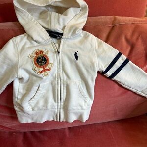 Ralph Lauren Kids White Hoodie with Black Stripes